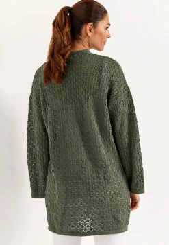 Strikket cardigan med hulmønster | Cellbes