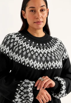 Strikket, jacquardmønstret trøje | Cellbes