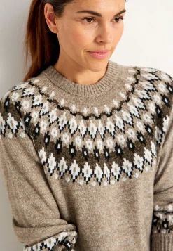 Strikket, jacquardmønstret trøje