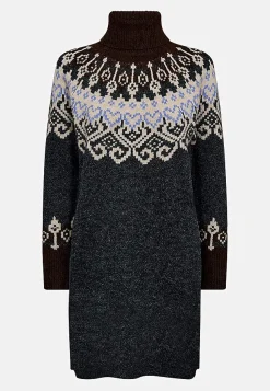 Strikket kjole med jacquardmønster