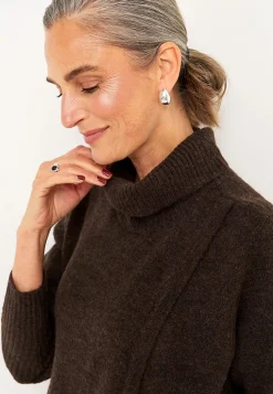 Strikket polotrøje med slå-om detalje foran | Cellbes