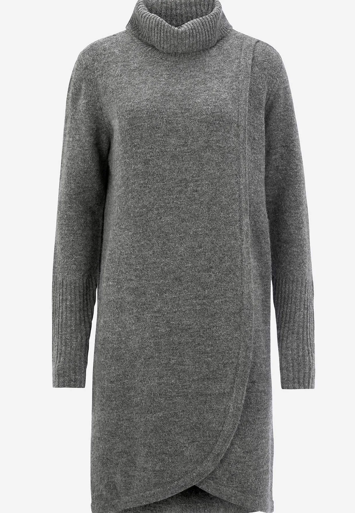 Strikket polotrøje med slå-om detalje foran