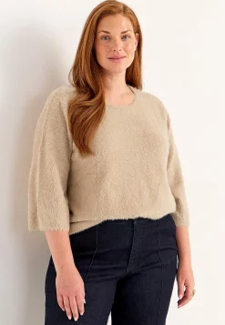 Strikket trøje med 3/4 ærmer