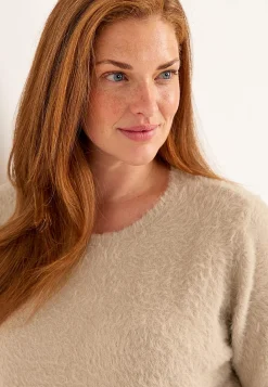 Strikket trøje med 3/4 ærmer