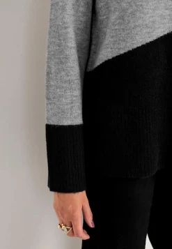 Strikket trøje med afrundet krave | Cellbes