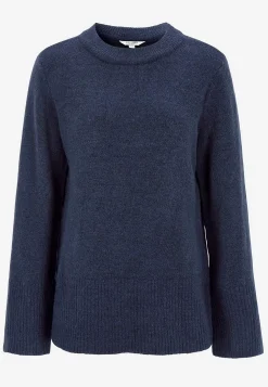 Strikket trøje med afrundet krave