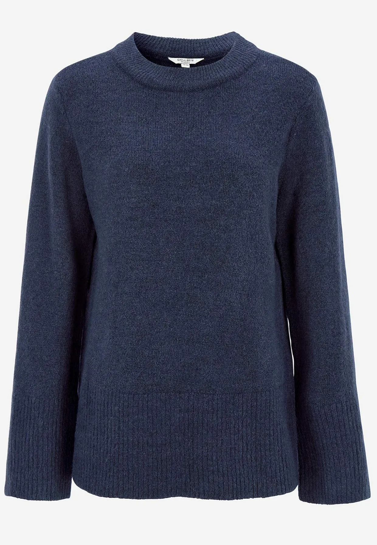 Strikket trøje med afrundet krave