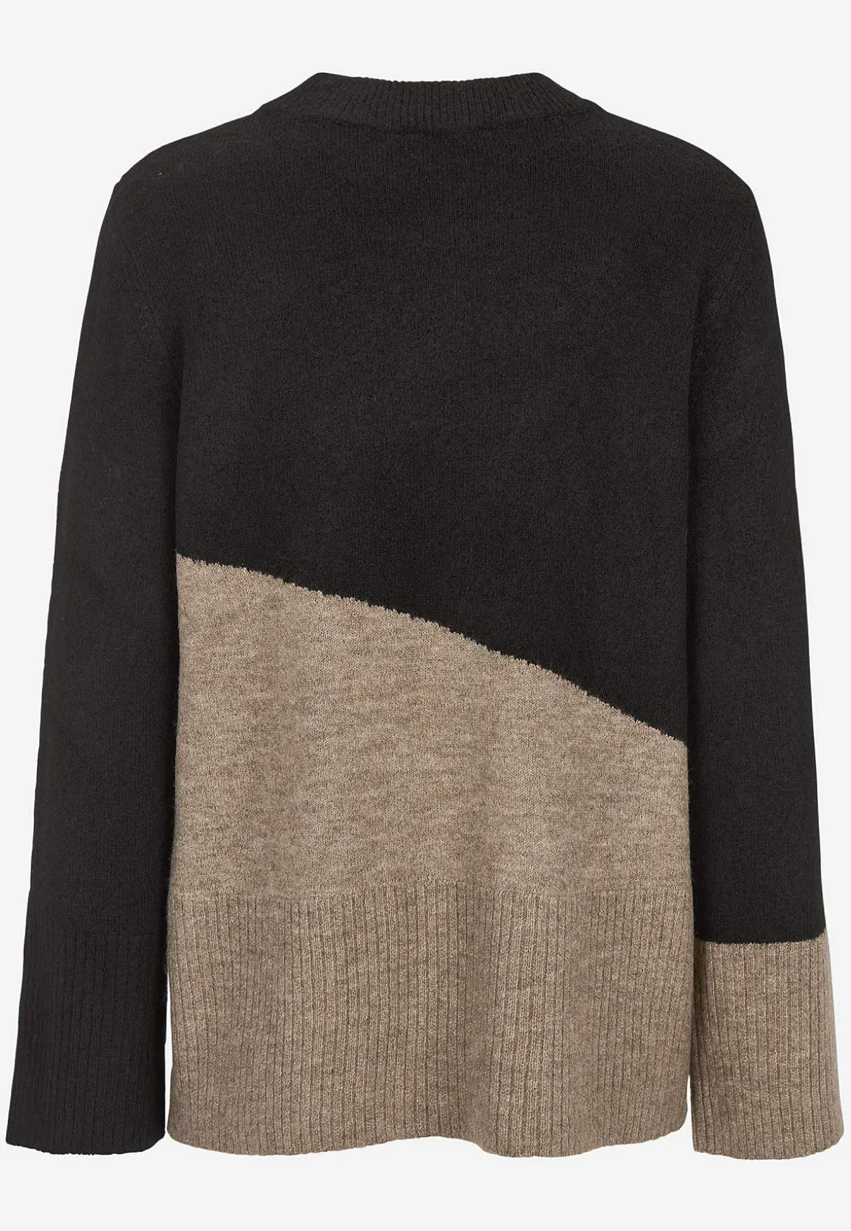 Strikket trøje med afrundet krave