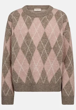 Strikket trøje med ternet mønster