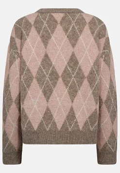 Strikket trøje med ternet mønster