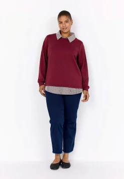 Superblød jerseytop med syet skjorte krave | Cellbes