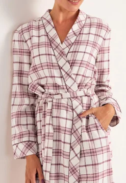 Ternet morgenkåbe i flonel