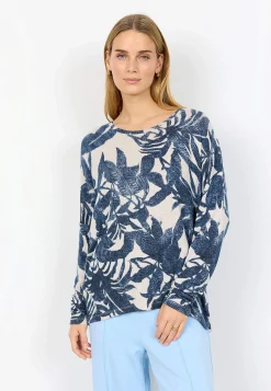 Ultrablød, mønstret jerseytop