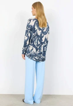 Ultrablød, mønstret jerseytop