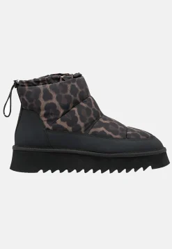 Varmt foret vinterstøvle med leopardprint