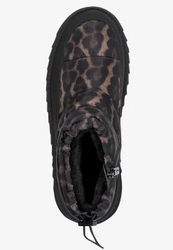 Varmt foret vinterstøvle med leopardprint