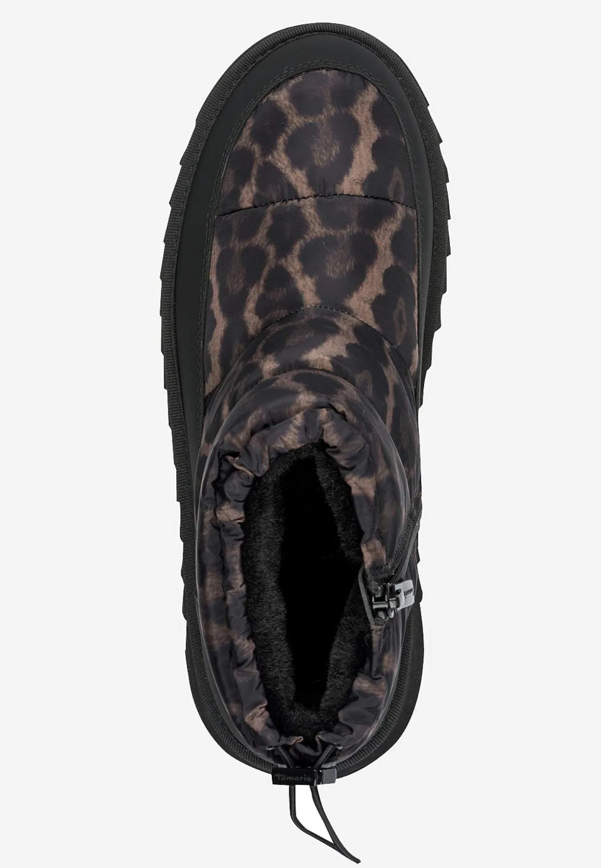 Varmt foret vinterstøvle med leopardprint
