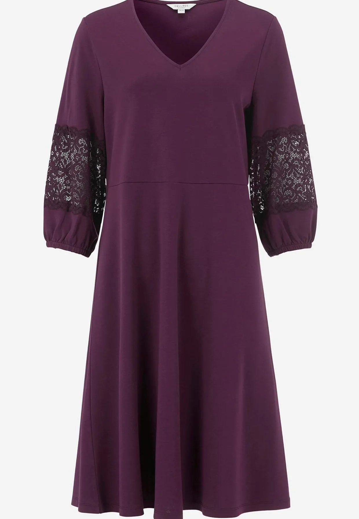 Viskosekjole med blondedetaljer