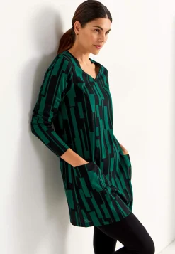 V-udskåret jerseytunika med lommer