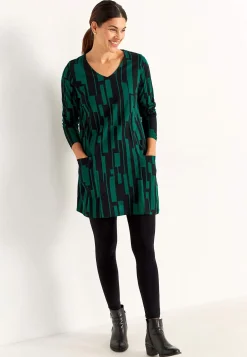 V-udskåret jerseytunika med lommer