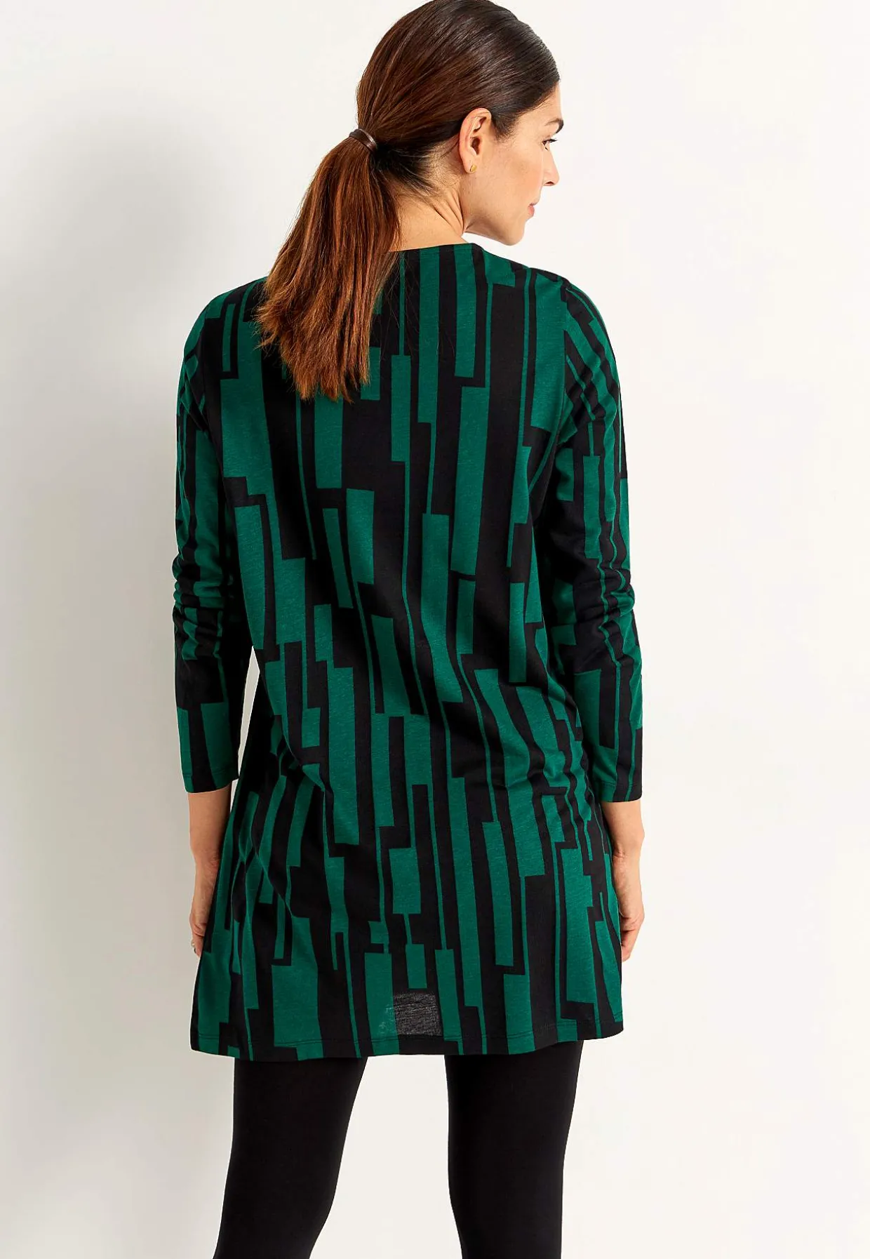 V-udskåret jerseytunika med lommer