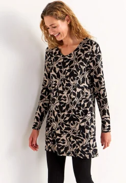 V-udskåret jerseytunika med lommer