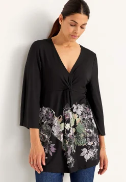 V-udskåret tunika med snoet rynkedetalje