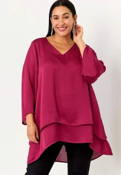 V-udskåret tunika med trompetærme