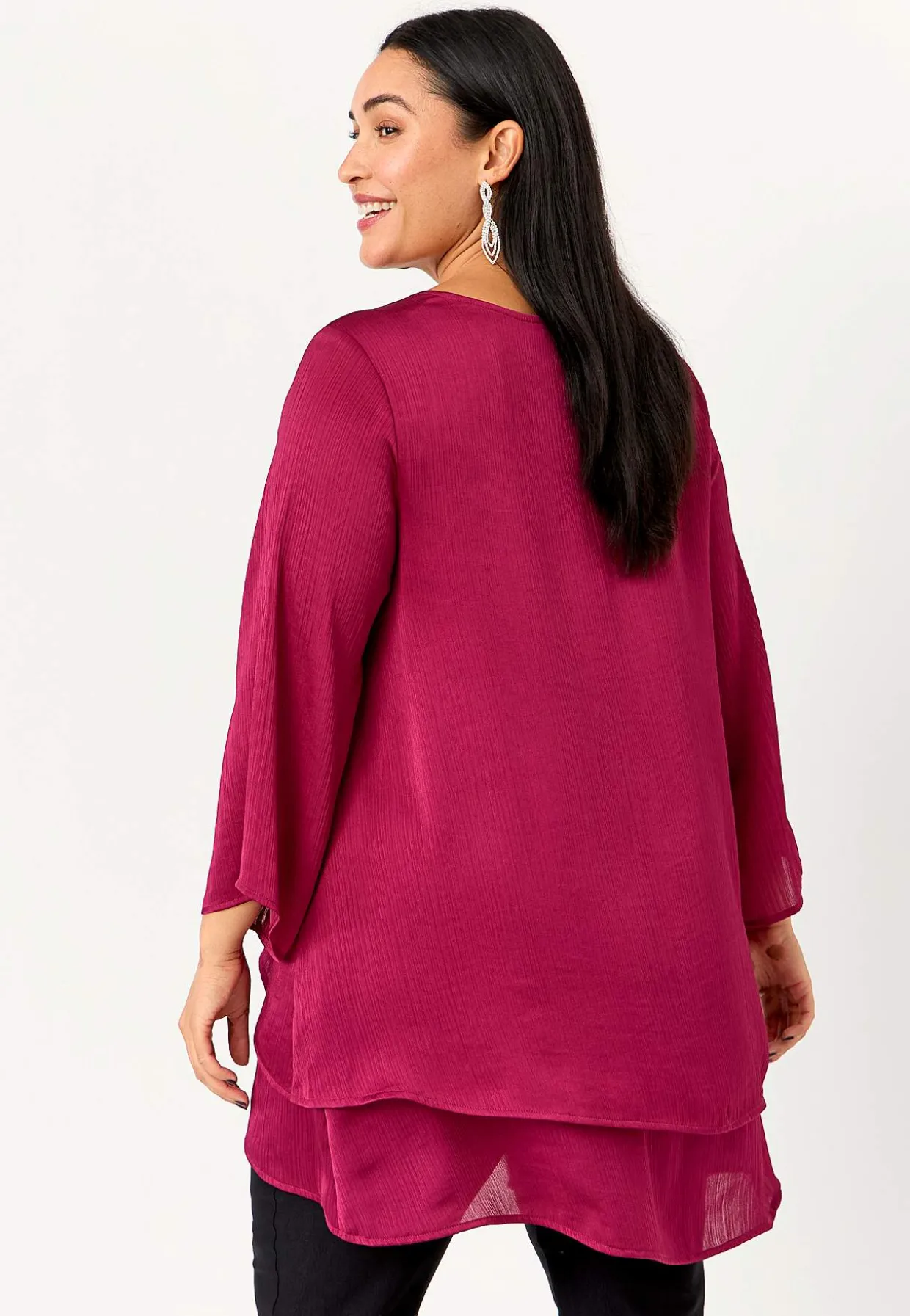 V-udskåret tunika med trompetærme