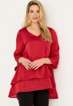 V-udskåret tunika med trompetærme