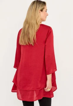 V-udskåret tunika med trompetærme