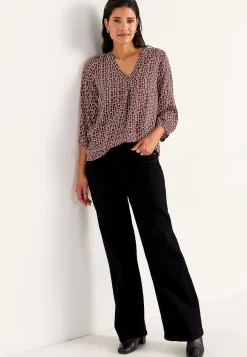 V-udskåret, vævet bluse