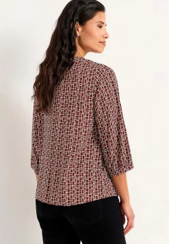 V-udskåret, vævet bluse