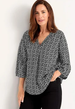 V-udskåret, vævet bluse | Cellbes