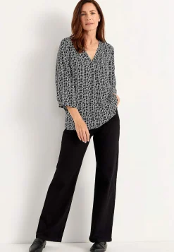 V-udskåret, vævet bluse | Cellbes