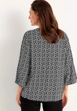 V-udskåret, vævet bluse | Cellbes