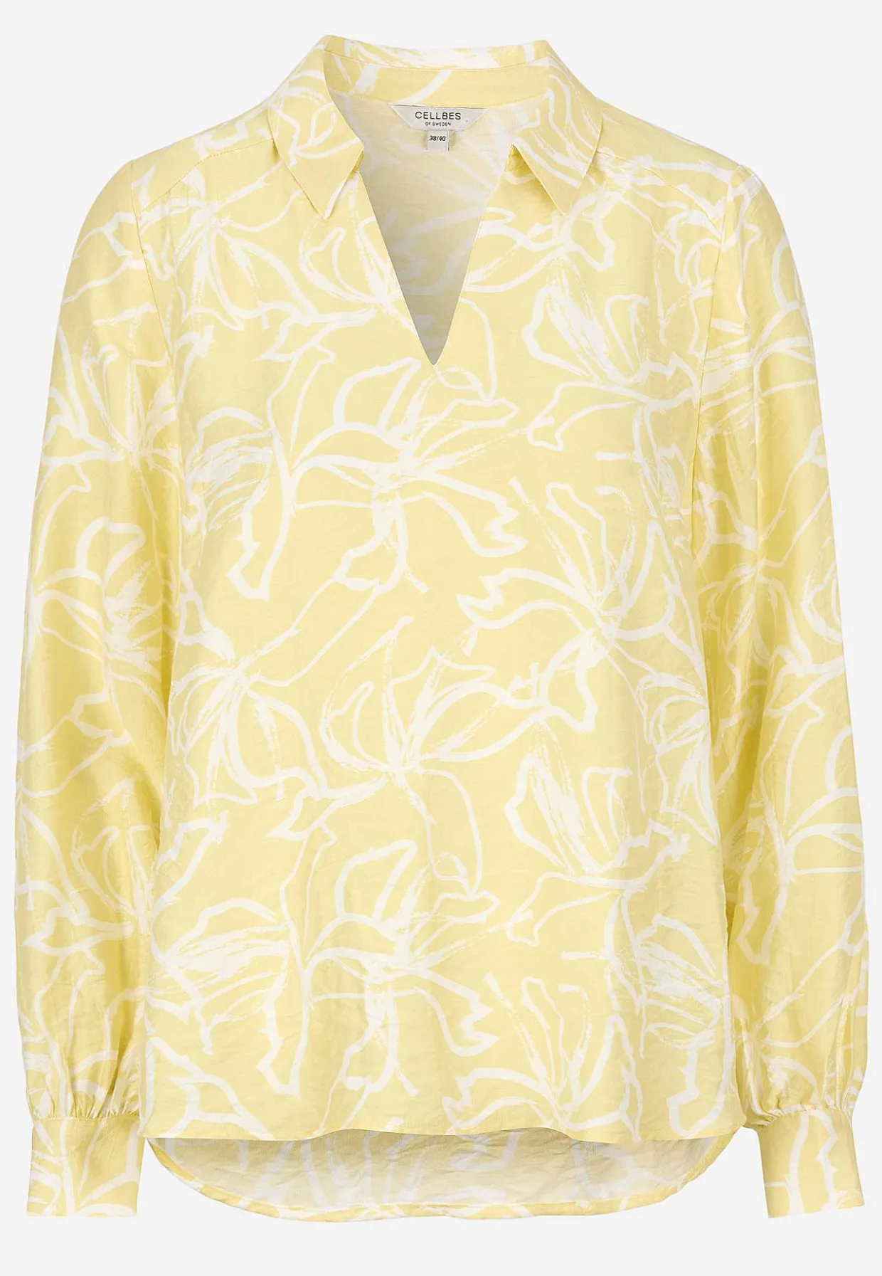 Vævet bluse med brede ærmer