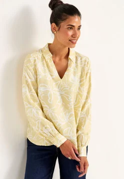 Vævet bluse med brede ærmer