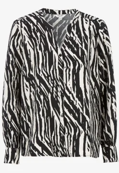 Vævet bluse med knapper