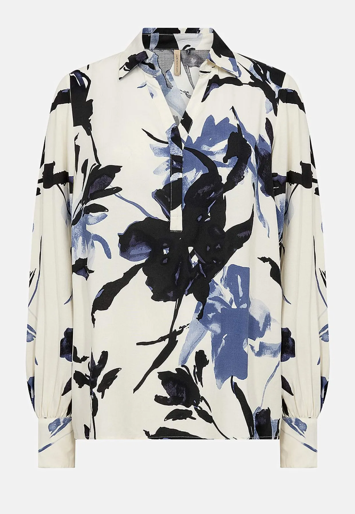 Vævet bluse med printet blomstermønster