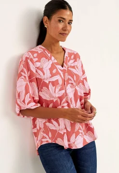 Vævet bluse med pufærme