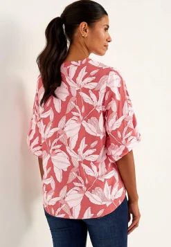 Vævet bluse med pufærme