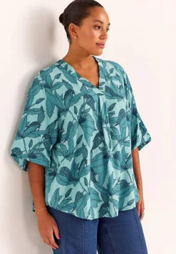 Vævet bluse med pufærme