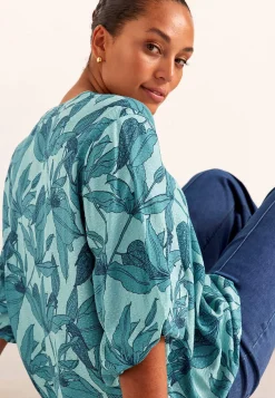 Vævet bluse med pufærme