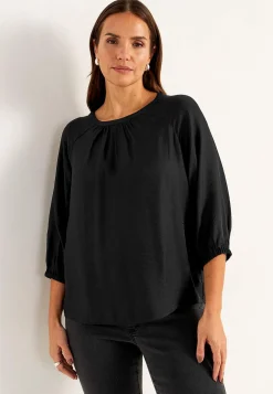 Vævet bluse med struktur