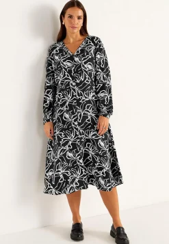 Vævet kjole med knapper