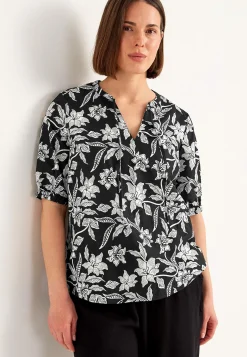 Vævet, mønstret bluse