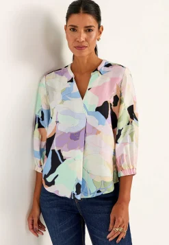 Vævet, mønstret bluse