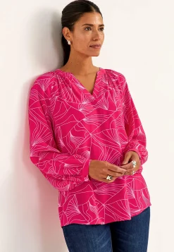 Vævet, mønstret tunikatop