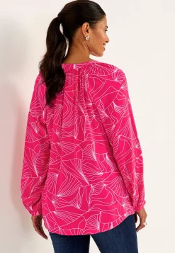 Vævet, mønstret tunikatop